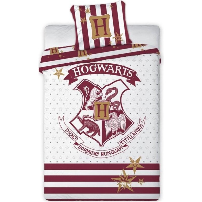 Faro Bavlněné ložní povlečení Harry Potter - motiv erb Hogwarts - 100% bavlna - 70 x 90 cm + 140 x 200 cm