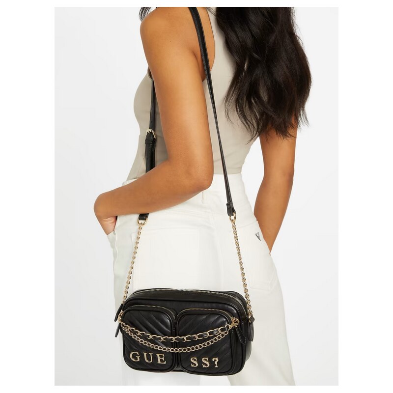 GUESS dámská kabelka, crossbody Cassie hladká černá