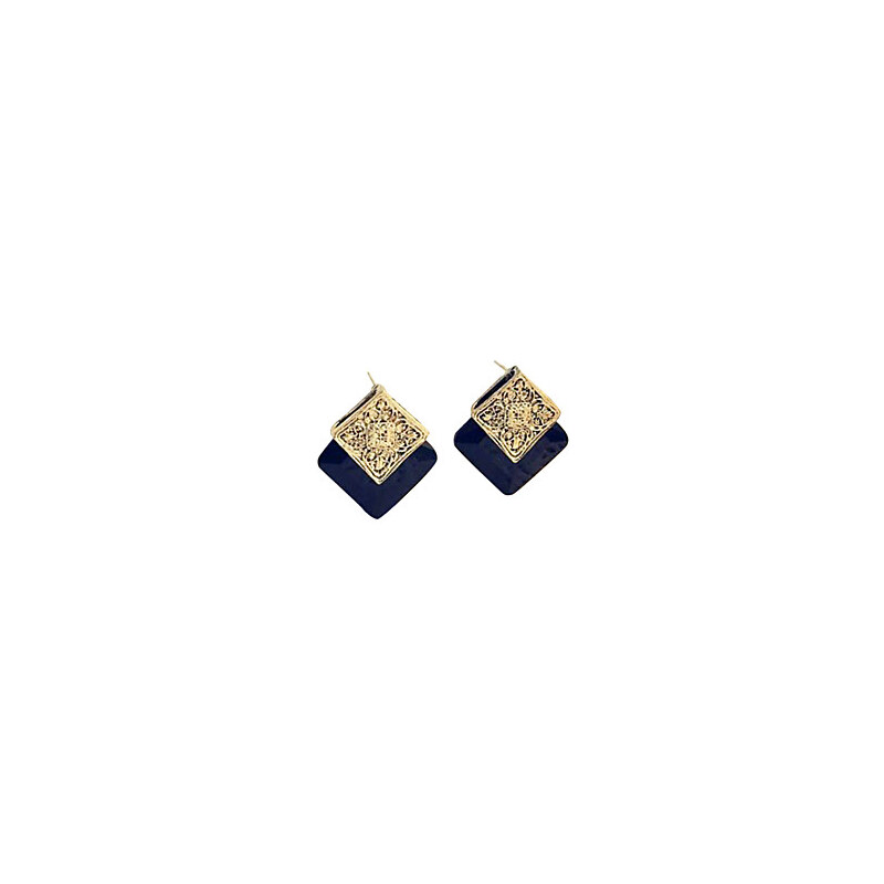 LightInTheBox Japan and South Korea new jewelry wholesale vintage earrings square box section black gem earrings E99