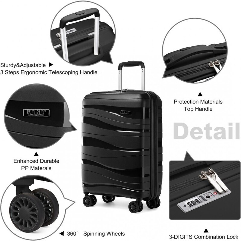 Velký cestovní kufr KONO se zámkem černý