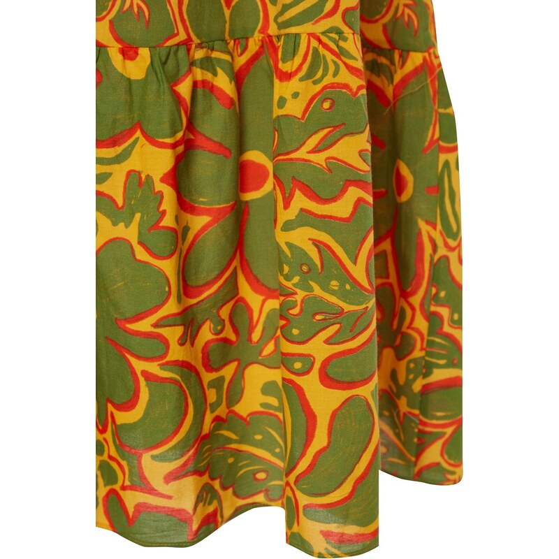 Trendyol Curve vícebarevné květinové ohlávky Maxi tkané plážové šaty