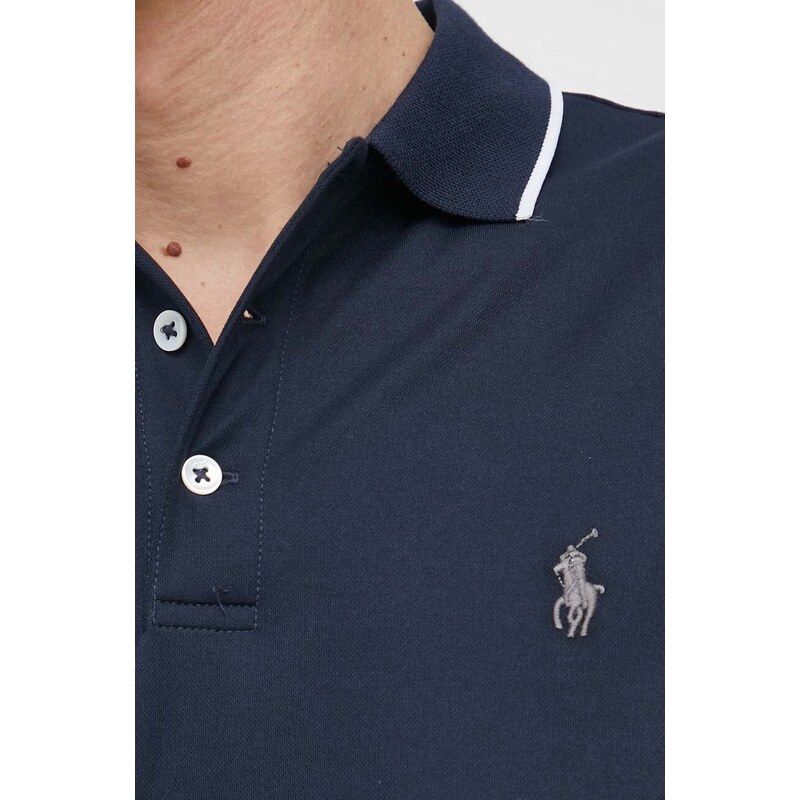 Polo tričko Polo Ralph Lauren tmavomodrá barva, s aplikací