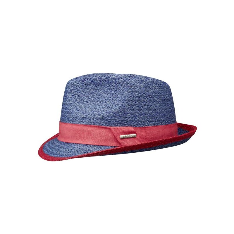 Stetson Moline - modrý panama klobouk s červenou stuhou
