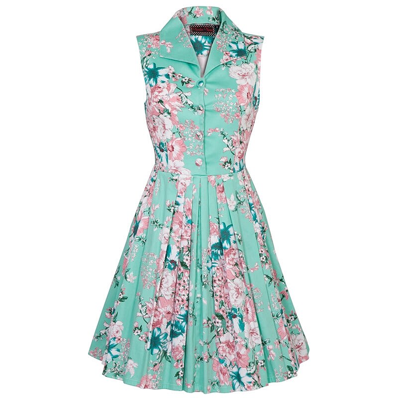 TILLY květované šaty s potiskem sakur - TEA DRESS 50.léta - Retro šaty