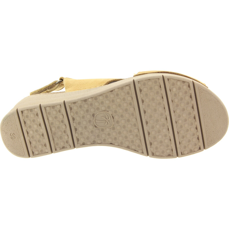 JUNGLA Dámské žluté kožené sandály na klínku 8022-ALBERO-255