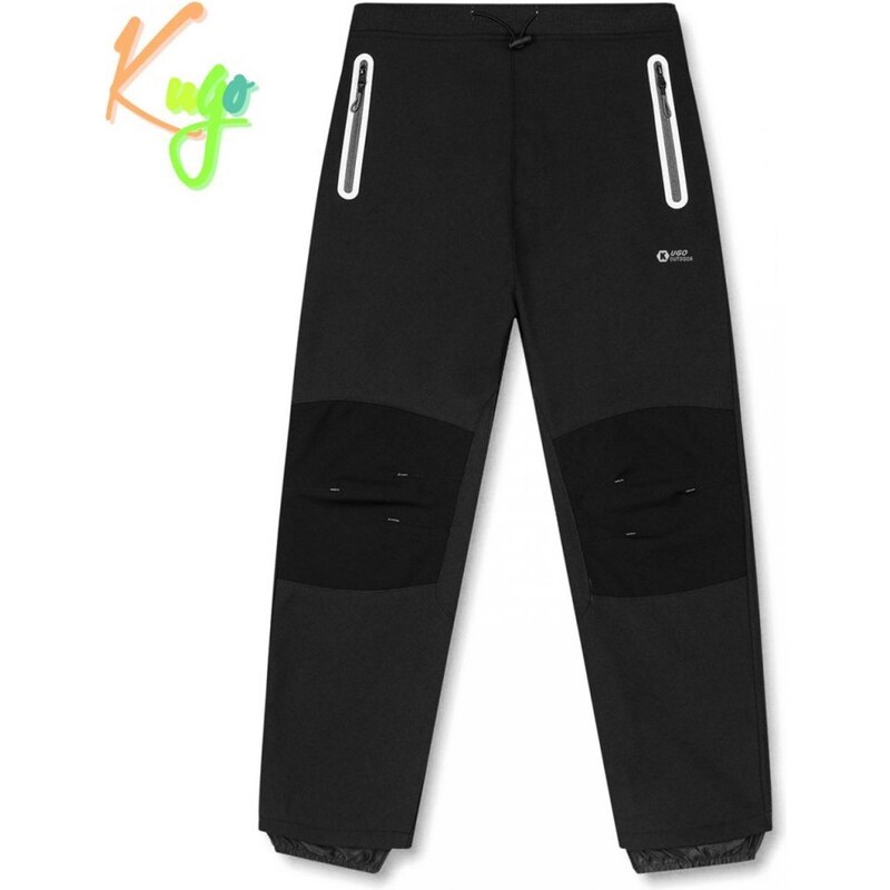 Dívčí/chlapecké nezateplené funkční softshellové kalhoty KUGO HK1981 - černé/šedá