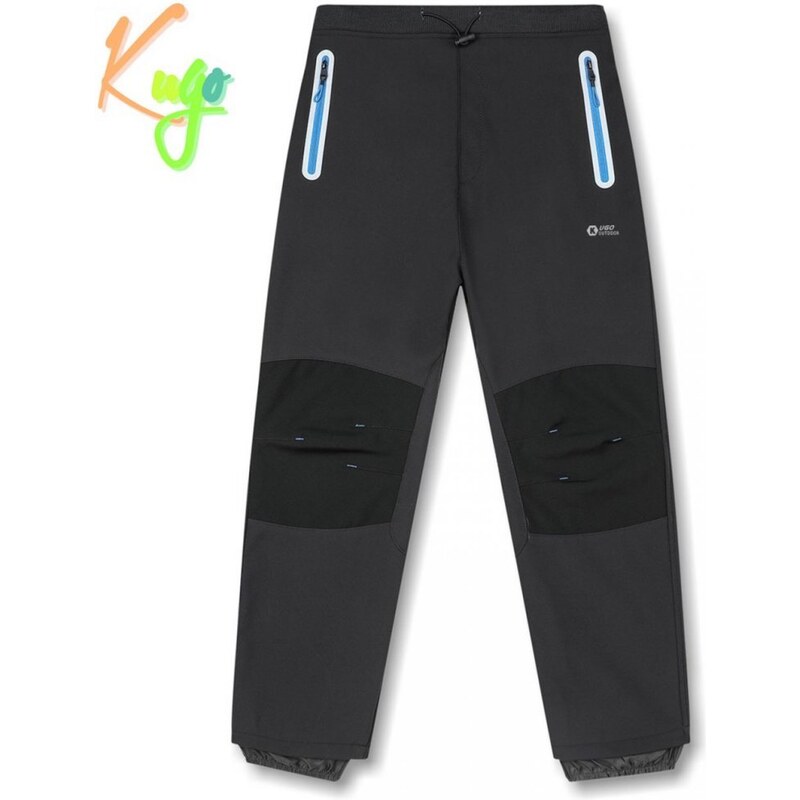 Dívčí/chlapecké nezateplené funkční softshellové kalhoty KUGO HK1981 - černé/modrá