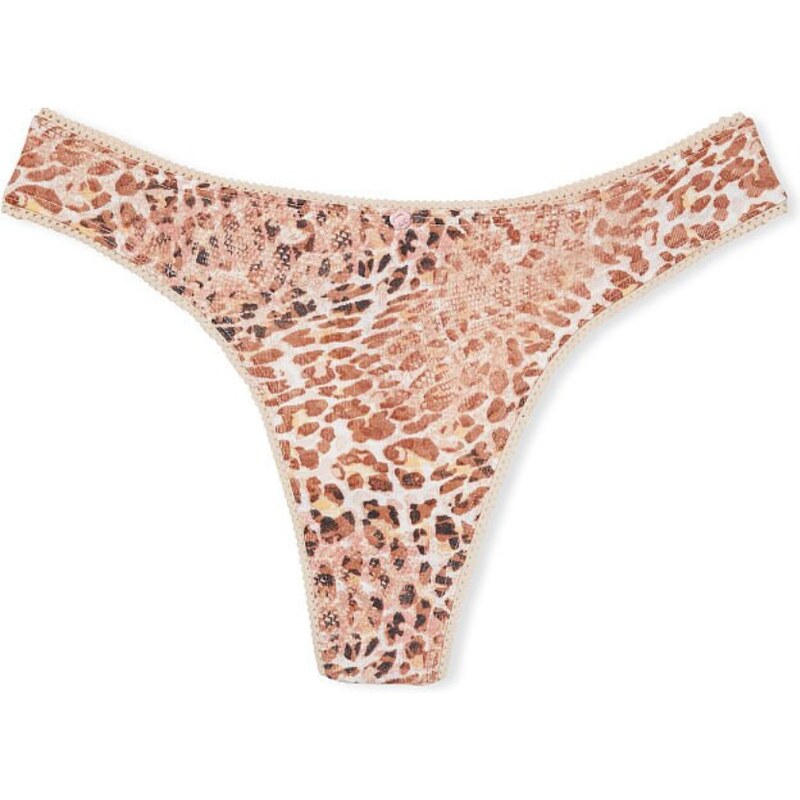 Victoria's Secret hnědé bavlněné tanga kalhotky Cotton Thong Panty