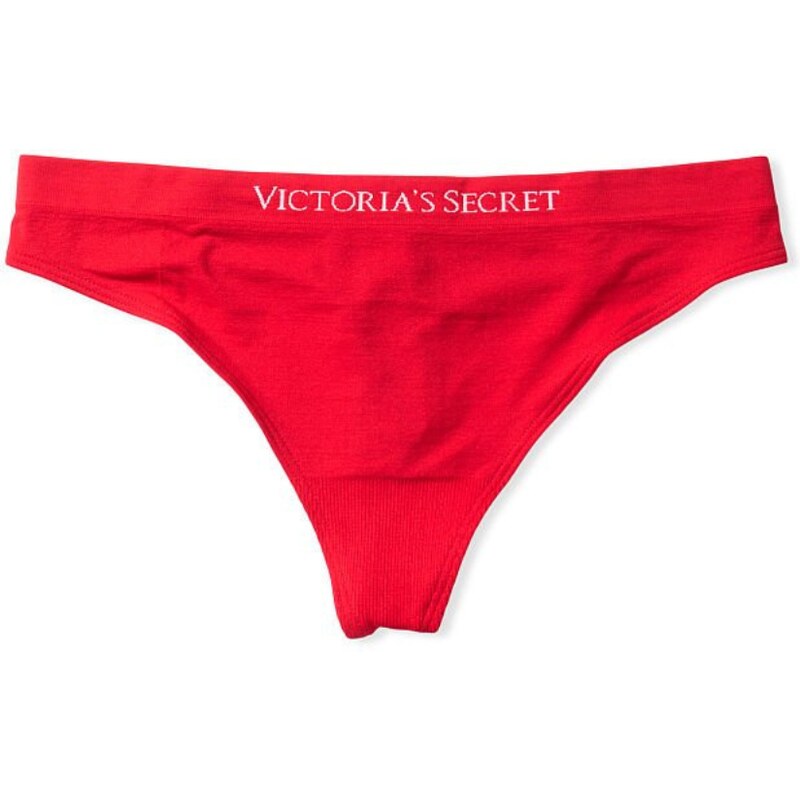 Victoria's Secret červené bezešvé krajkové tanga kalhotky Seamless Logo Thong Panty