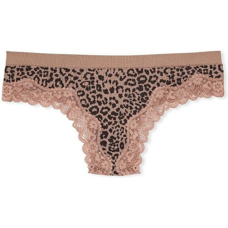 Victoria's Secret leopardí bezešvé krajkové tanga kalhotky Seamless Rib Thong Panty
