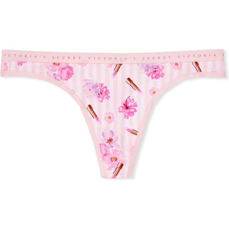 Victoria's Secret světle růžové strečové bavlněné tanga kalhotky Stretch Cotton Thong Panty