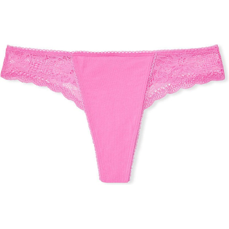 Victoria's Secret růžové strečové bavlněné tanga kalhotky Stretch Cotton Thong Panty