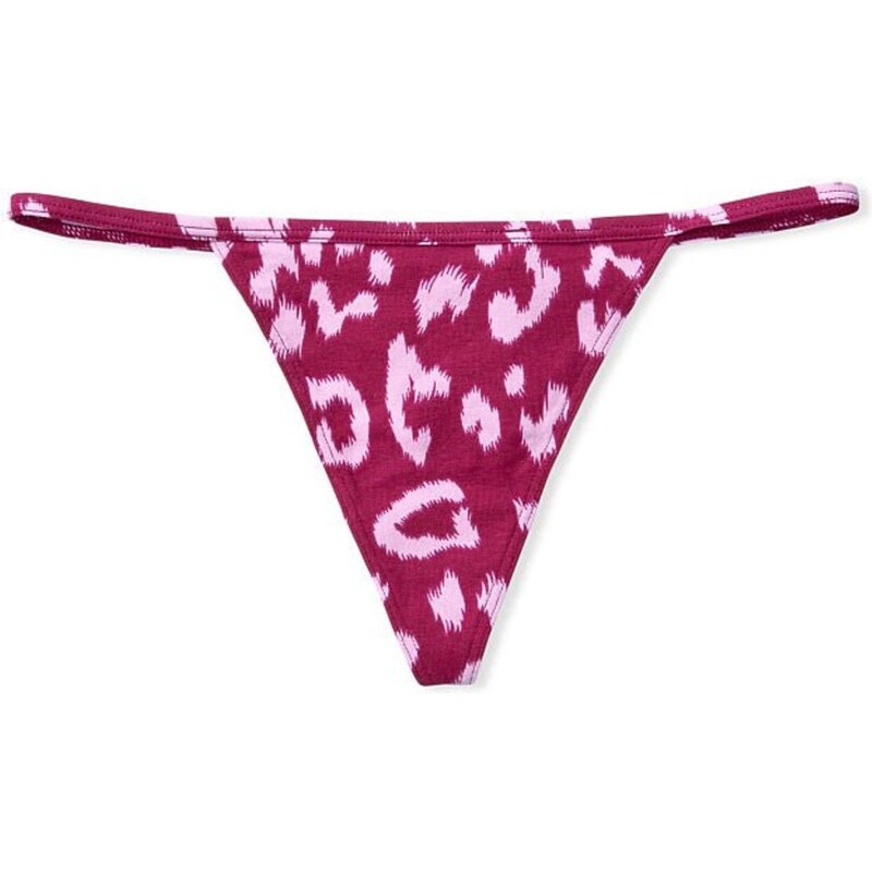Victoria's Secret tmavě růžové strečové bavlněné tanga kalhotky Stretch Cotton V-String Panty