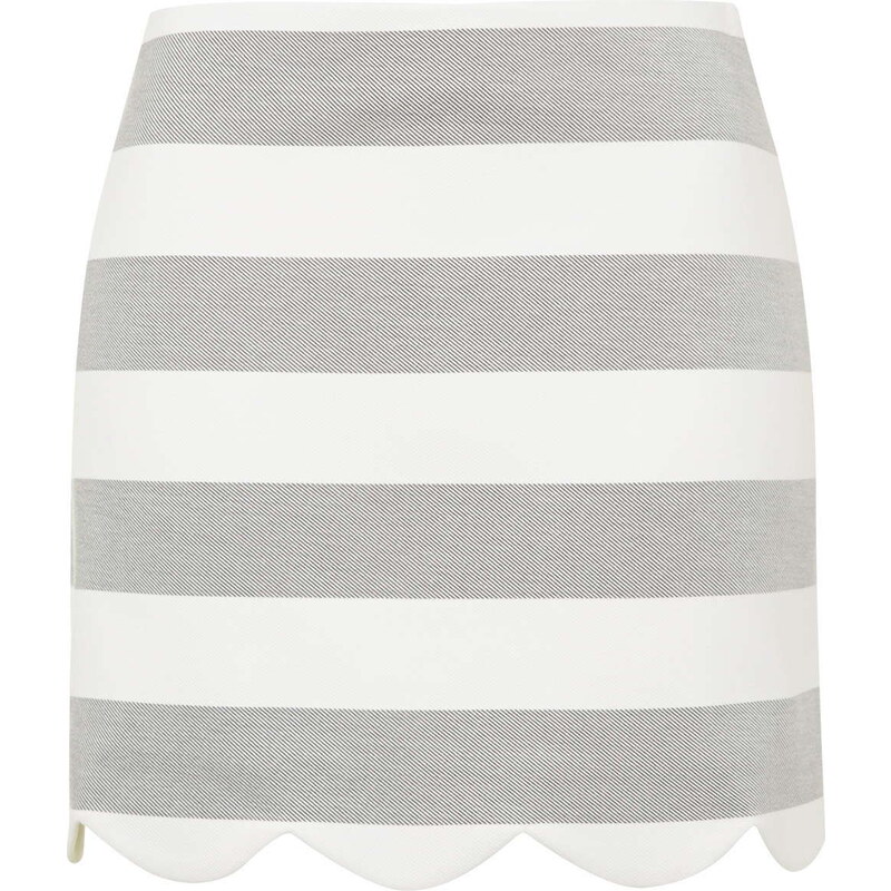 Topshop Striped Scallop Hem Mini Skirt