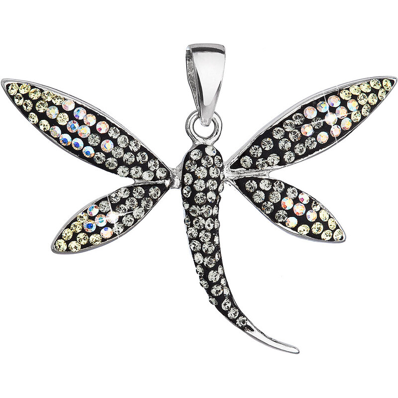 Stříbrný přívěsek s krystaly Swarovski měsíční vážka 34164.3