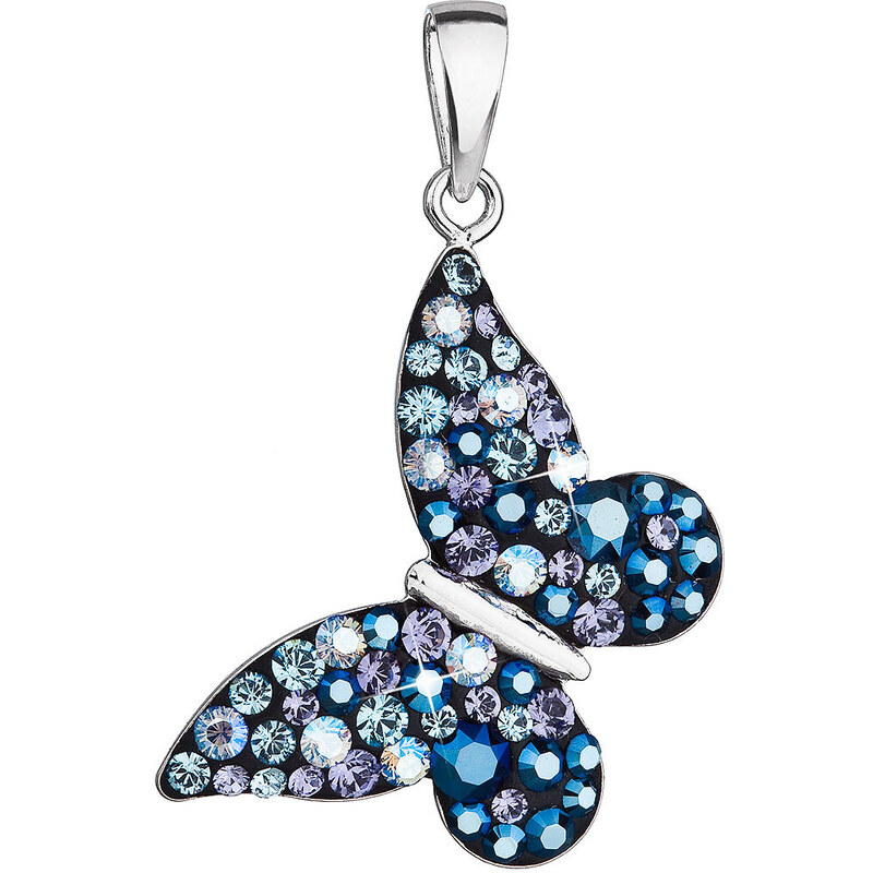 EVOLUTION GROUP Stříbrný přívěsek s krystaly Swarovski modrý motýl 34192.3 blue style