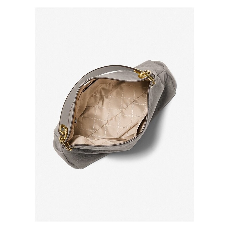Michael Kors Trisha large kožená kabelka shoulder bag pearl gray šedá