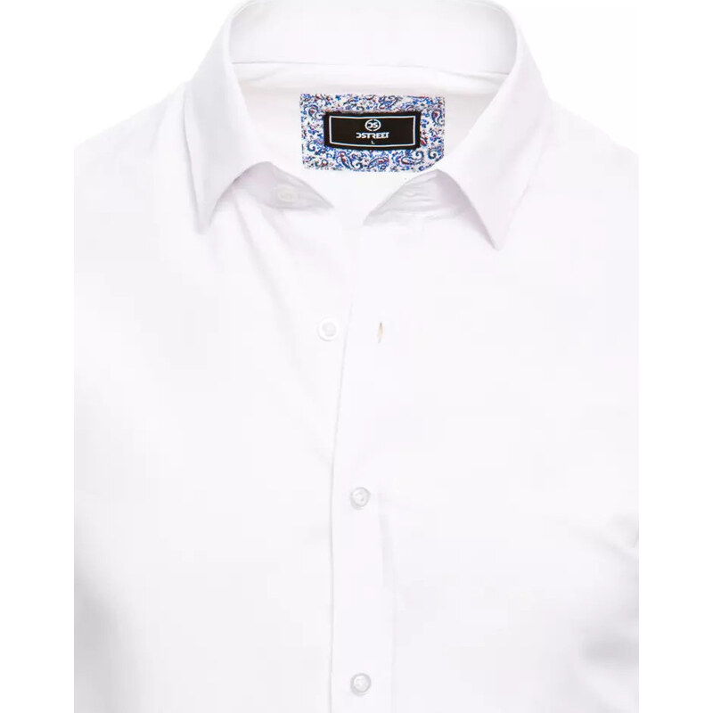 BASIC Bílá elegantní jednobarevná pánská košile
