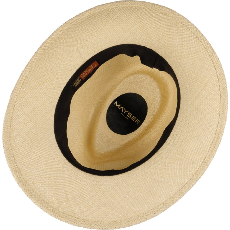 Luxusní panamský klobouk Fedora Bogart s béžovou stuhou - ručně pletený, UV faktor 80 - Ekvádorská panama - Mayser Colmar