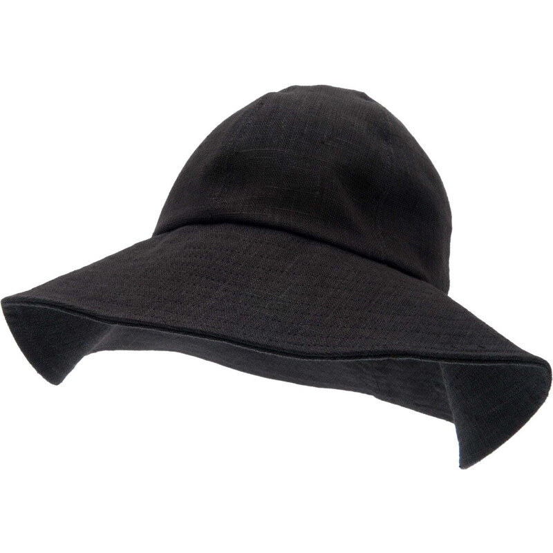 CTH Ericsson of Sweden Letní černý lněný klobouk s širší krempou - Doris Bucket Hat