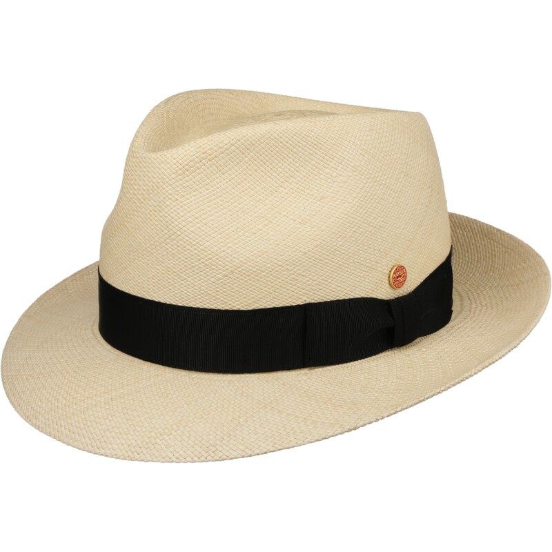 Panamský klobouk Trilby s menší krempou s černou stuhou - ručně pletený, UV faktor 80 - Ekvádorská panama - Mayser Maleo