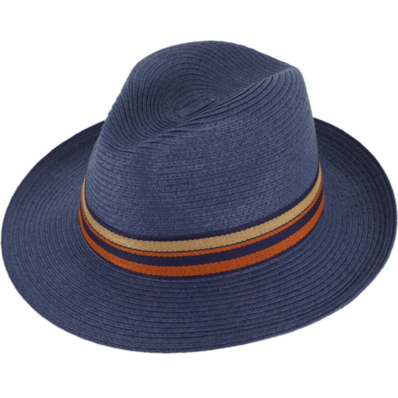 Letní crushable modrý fedora klobouk od Fiebig - Traveller Toyo