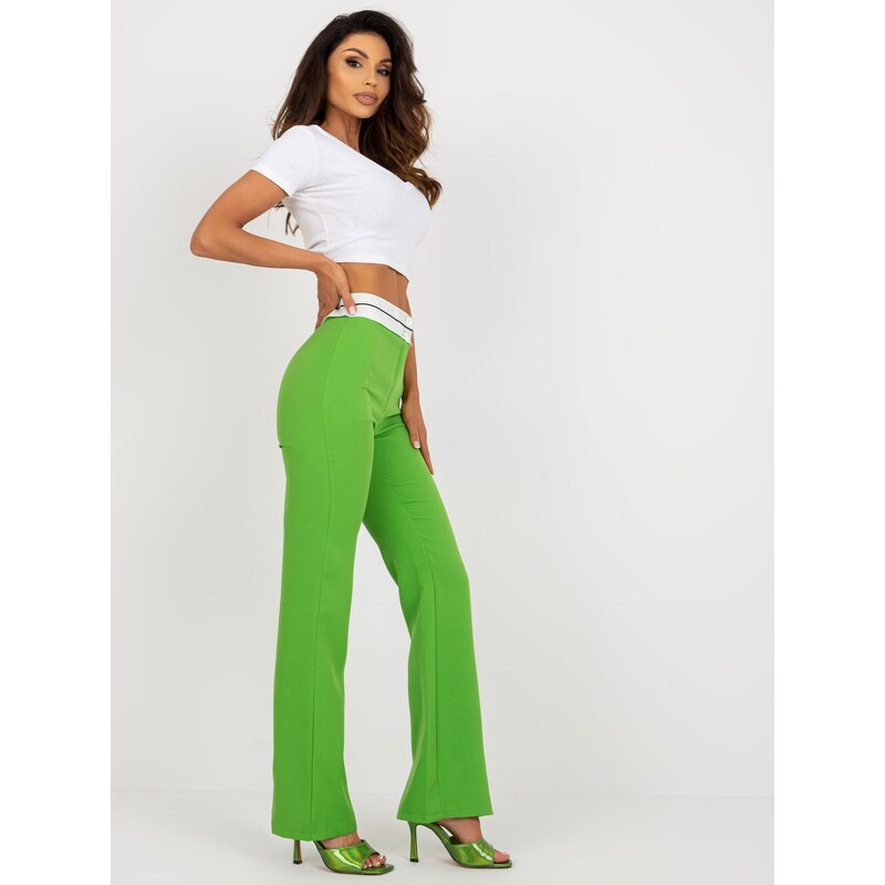 Fashionhunters Světle zelené kalhoty