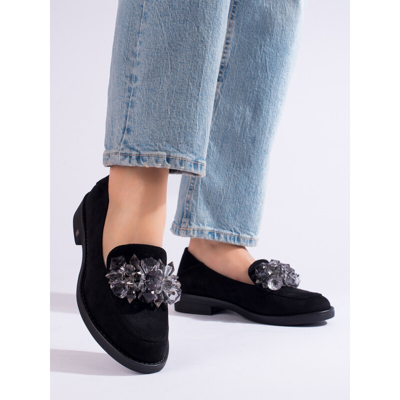 W. POTOCKI Suede black ladies' loafers Potocki