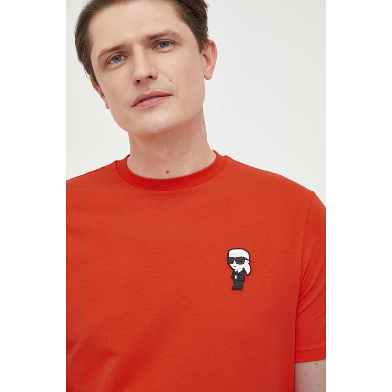 Tričko Karl Lagerfeld oranžová barva, s aplikací