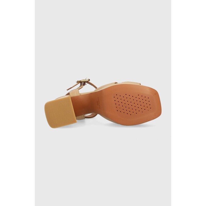 Kožené sandály Geox D SOLEDEA béžová barva, D35RHB 00043 C5007