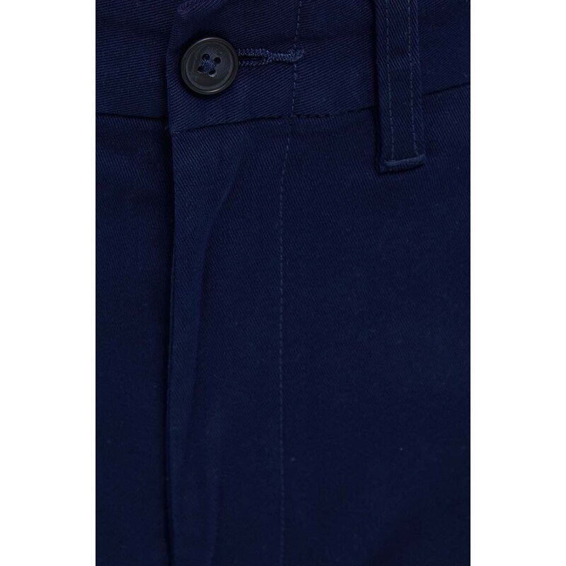 Kalhoty Polo Ralph Lauren dámské, tmavomodrá barva, široké, high waist