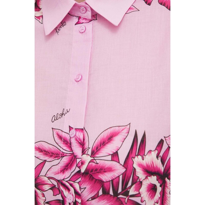 Košile Pinko růžová barva, relaxed, s klasickým límcem