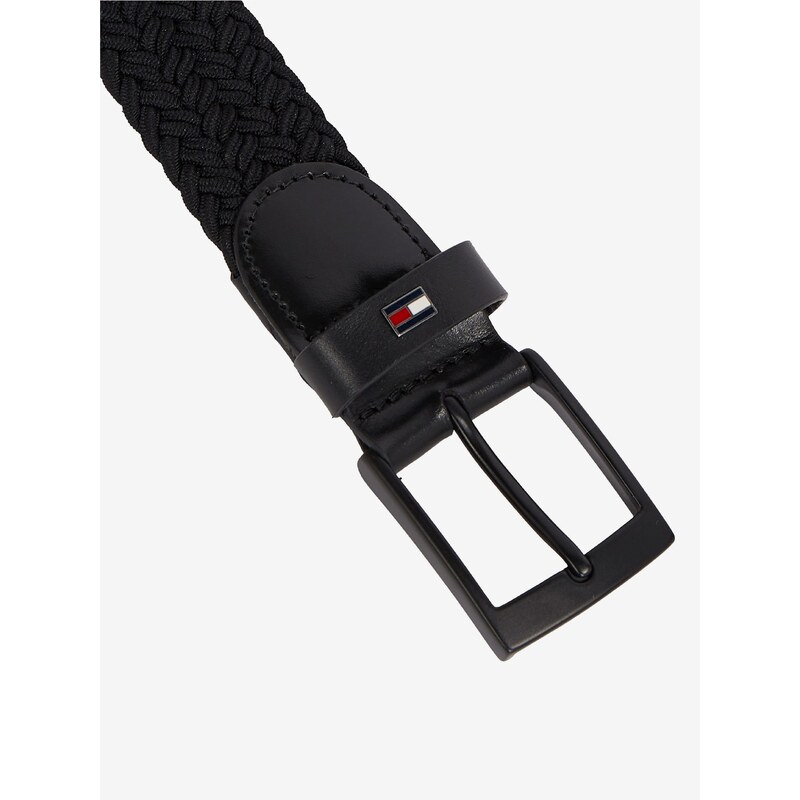 Černý pánský pásek Tommy Hilfiger Adan 3.5 elastic - Pánské