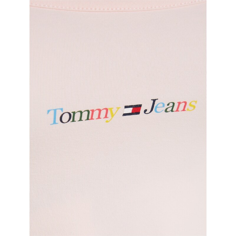 Tommy Hilfiger Světle růžové dámské tílko Tommy Jeans TJW BBY Color Linear Strap - Dámské