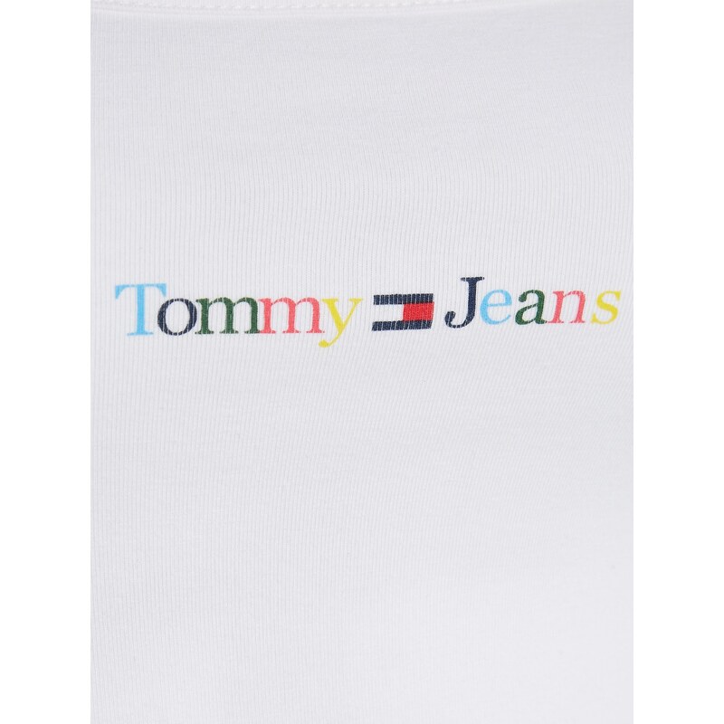 Tommy Hilfiger Bílé dámské tílko Tommy Jeans TJW BBY Color Linear Strap Top - Dámské