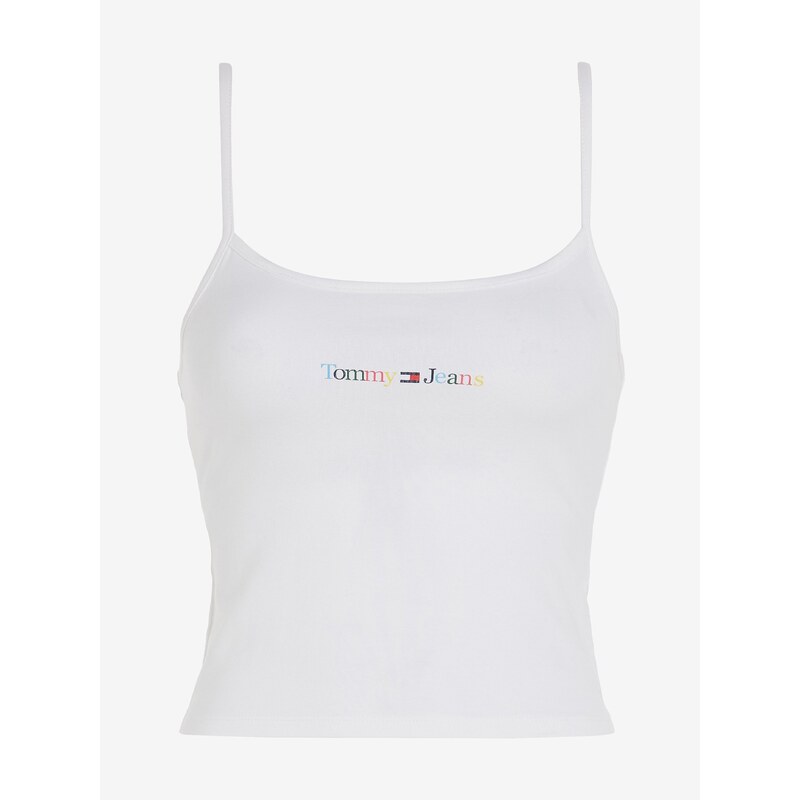 Tommy Hilfiger Bílé dámské tílko Tommy Jeans TJW BBY Color Linear Strap Top - Dámské