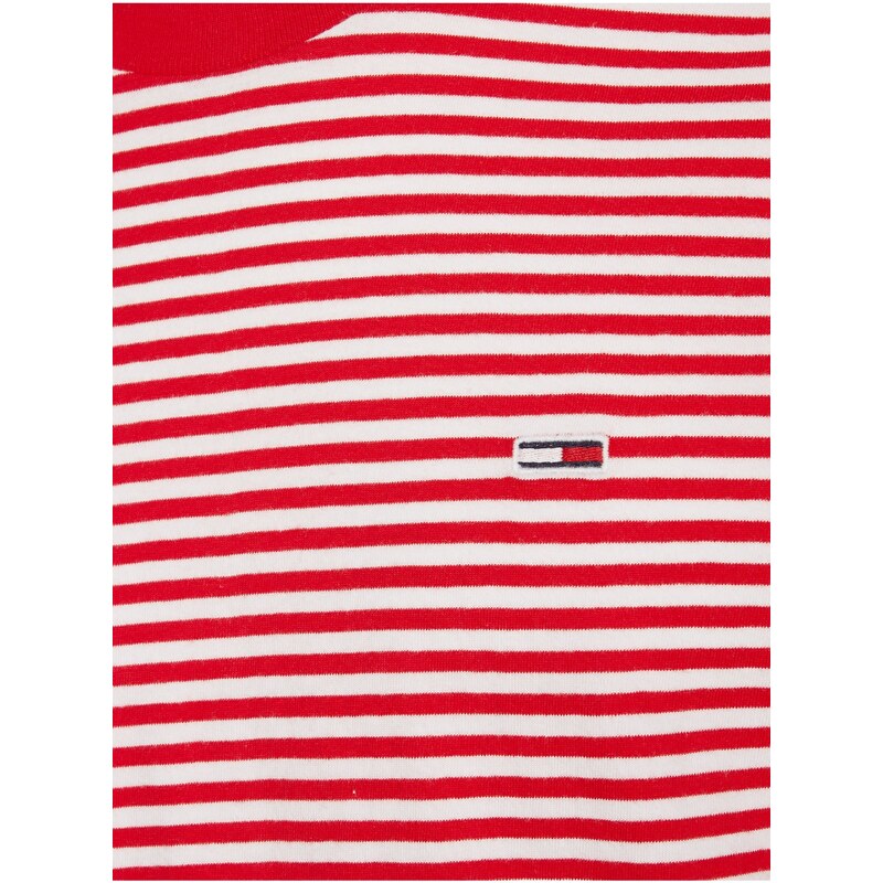 Tommy Hilfiger Bílo-červené pruhované tričko Tommy Jeans Classics - Pánské