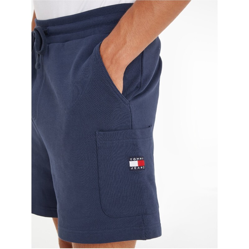 Tommy Hilfiger Tmavě modré pánské kraťasy Tommy Jeans Badge Cargo - Pánské