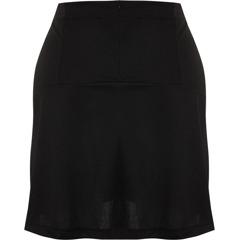 Trendyol Curve Black Knitted Skirt With Button Detailed Ruffles