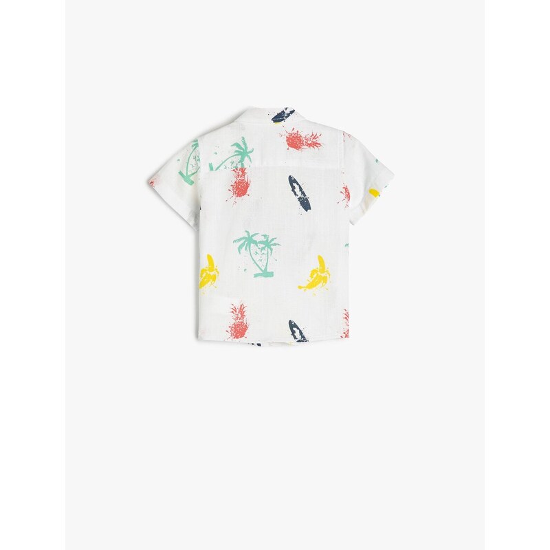 Koton Shirt Short Sleeved with Cap Pocket Detail Printed Cotton