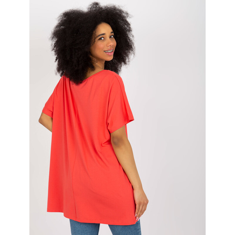 Fashionhunters Coral oversized viskózová basic halenka