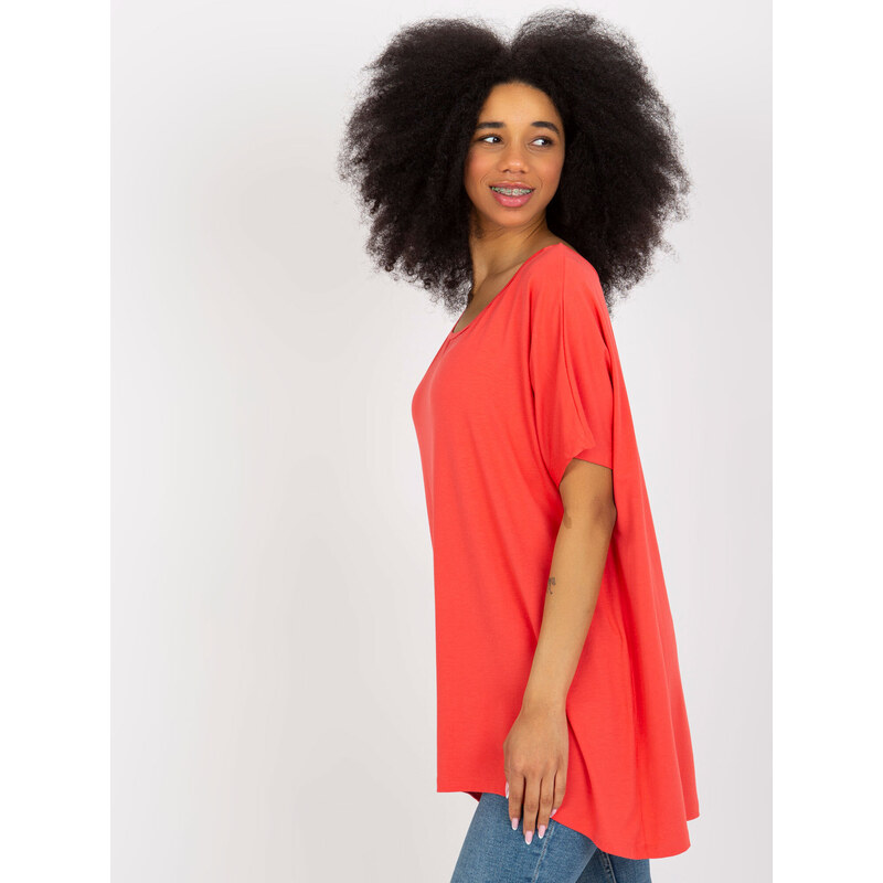 Fashionhunters Coral oversized viskózová basic halenka