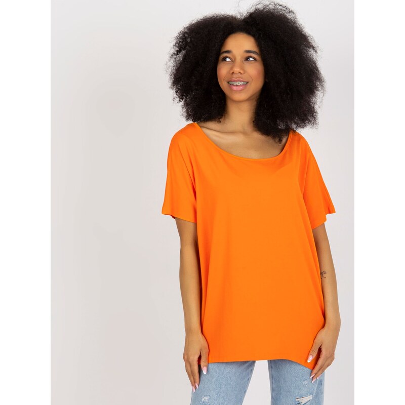 Fashionhunters Basic oranžová halenka oversize střihu