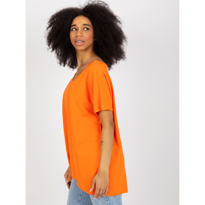 Fashionhunters Basic oranžová halenka oversize střihu