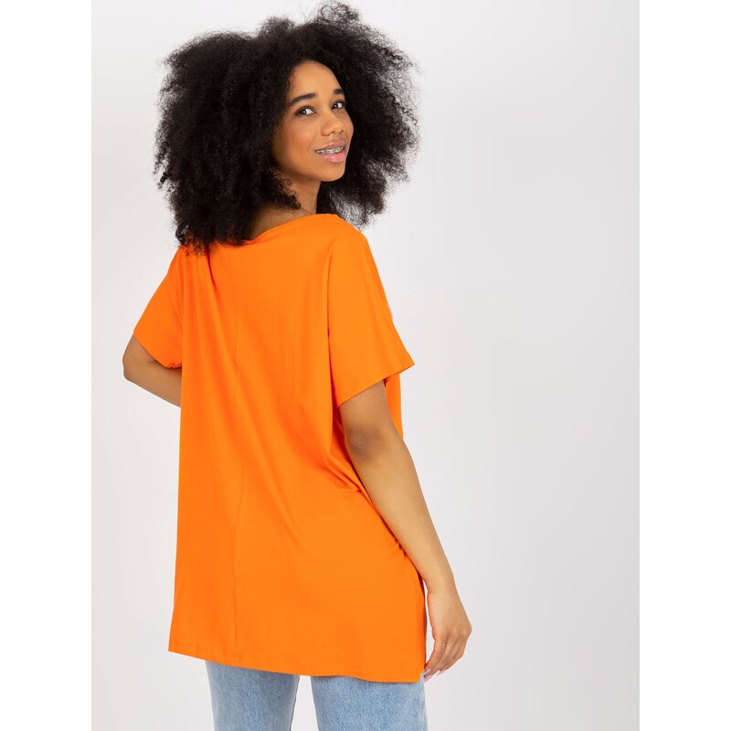 Fashionhunters Basic oranžová halenka oversize střihu