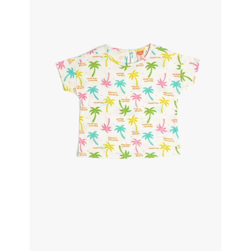 Koton Summer Theme T-Shirt Printed Crew Neck Short Sleeve Cotton