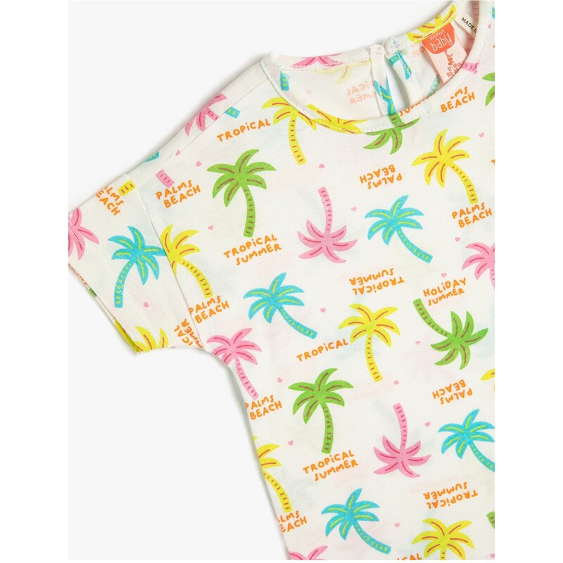 Koton Summer Theme T-Shirt Printed Crew Neck Short Sleeve Cotton