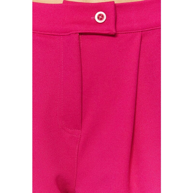 Trendyol Fuchsia Pleated Mini High Waist Crepe Knitted Shorts