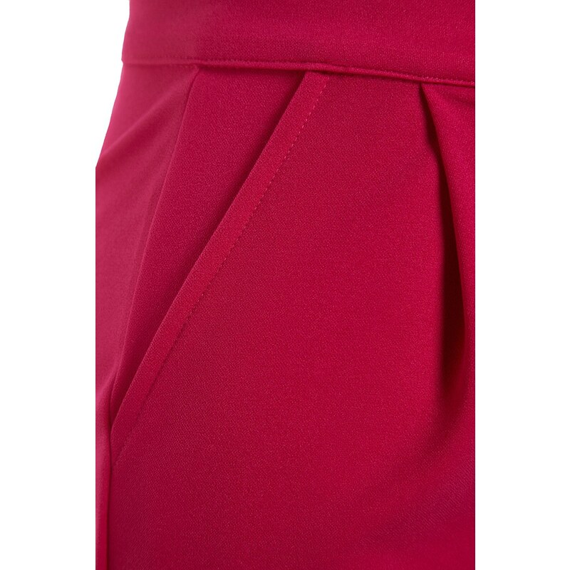 Trendyol Fuchsia Pleated Mini High Waist Crepe Knitted Shorts