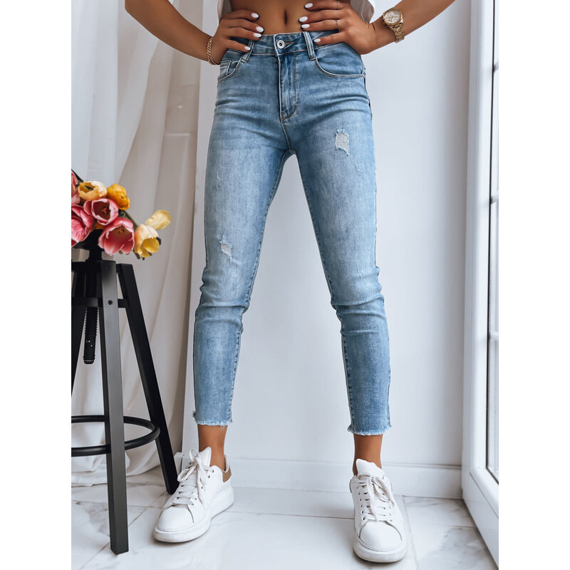 BASIC SVĚTLE MODRÉ DÁMSKÉ SKINNY DŽÍNY STAY STYLE Denim vzor